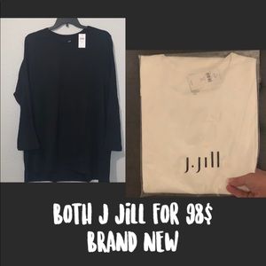 JJill Perfect Pima long sleeve black top and WHT